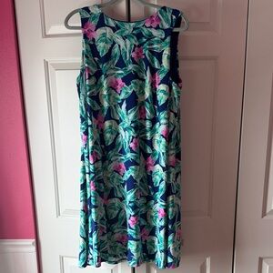 Pappagallo Tropical Floral Midi Dress - Blue and Pink